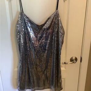 Silver sequin camisol top. Tunic top /mini dress?